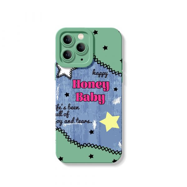 Playful Starry Night Honey Baby Silicone Case for Apple iPhone Series