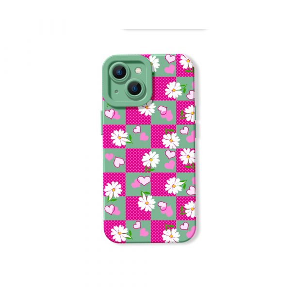 Blooming Hearts Checkerboard: Silicone Case for Apple iPhone Series