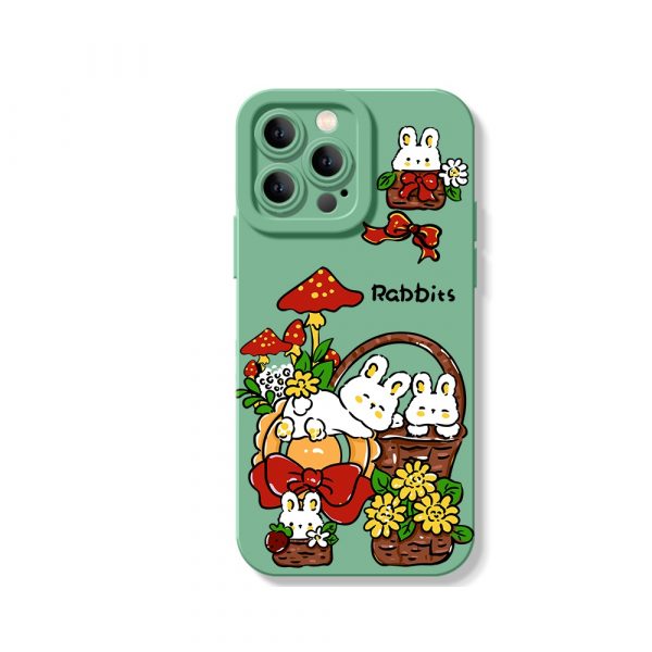 Whimsical Woodland Rabbit Delight Silicone Case for Apple iPhone Series