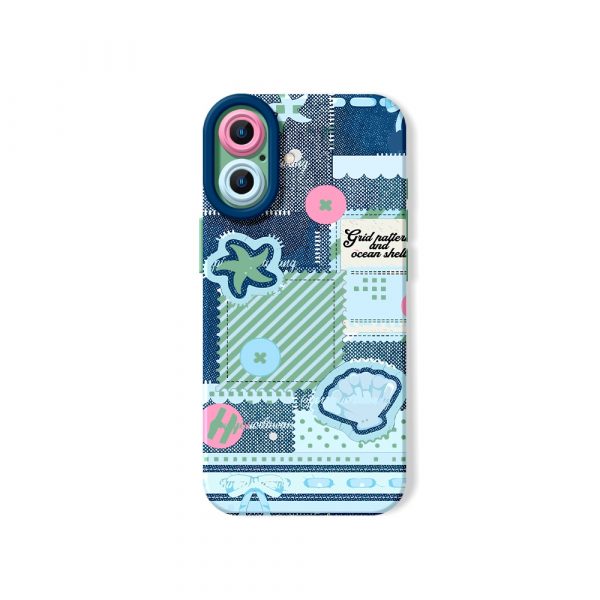 Coastal Dream Patchwork: Silicone Case for Apple iPhone Series