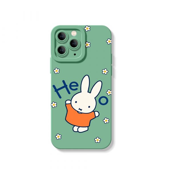 Whimsical Bunny Blossom Silicone Case for Apple iPhone Series