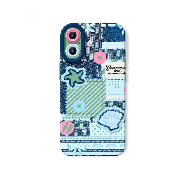 Coastal Dream Patchwork: Silicone Case for Apple iPhone Series