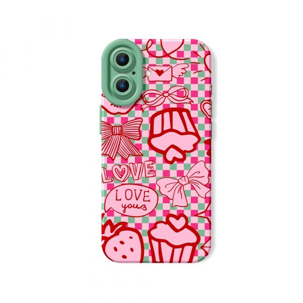 Sweetheart Gingham Love Silicone Case for Apple iPhone Series