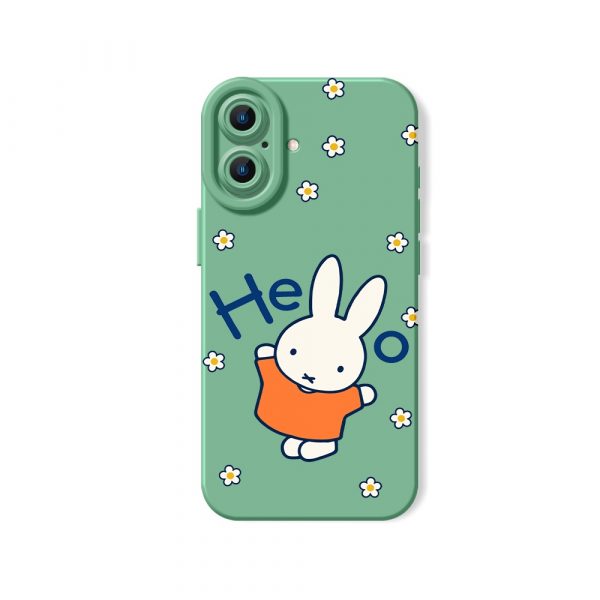 Whimsical Bunny Blossom Silicone Case for Apple iPhone Series