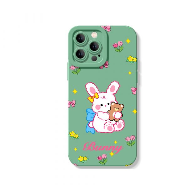Whimsical Bunny Blossom Silicone Case for Apple iPhone Series