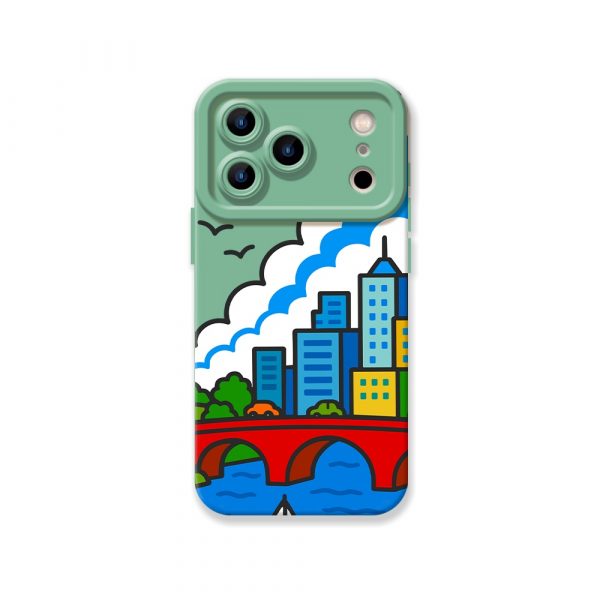 Vibrant Cityscape Groove Silicone Case for Apple iPhone Series