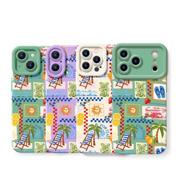 Vintage Summer Postcards Silicone Case for Apple iPhone Series