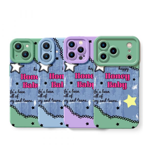 Playful Starry Night Honey Baby Silicone Case for Apple iPhone Series