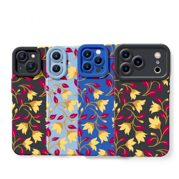 Floral Elegance: Vibrant Botanical Silicone Case for Apple iPhone Series