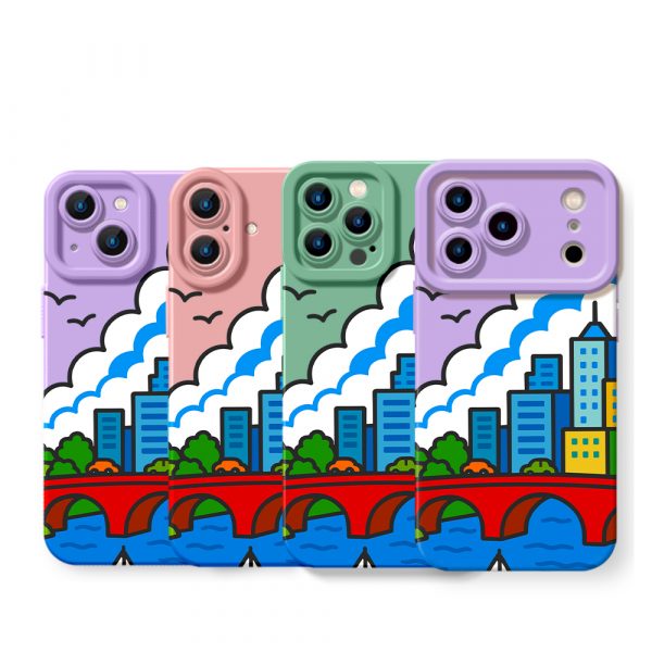 Vibrant Cityscape Groove Silicone Case for Apple iPhone Series