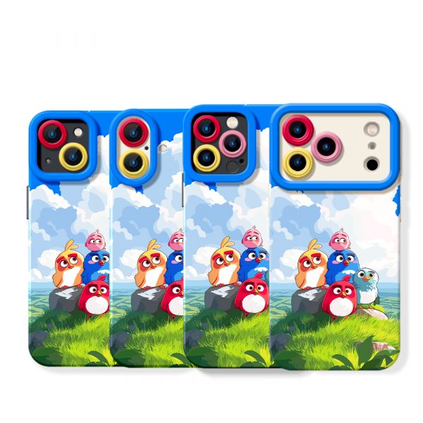 Whimsical Birds in a Vibrant Sky: Silicone Case for Apple iPhone Series