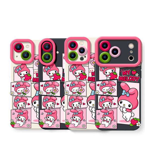 Sweet Strawberry Cartoon Bliss Silicone Case for Apple iPhone Series