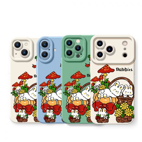 Whimsical Woodland Rabbit Delight Silicone Case for Apple iPhone Series