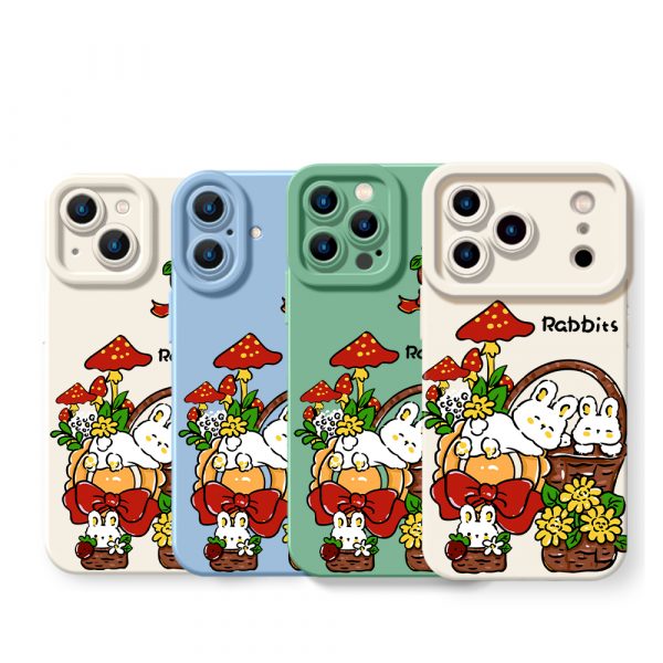 Whimsical Woodland Rabbit Delight Silicone Case for Apple iPhone Series
