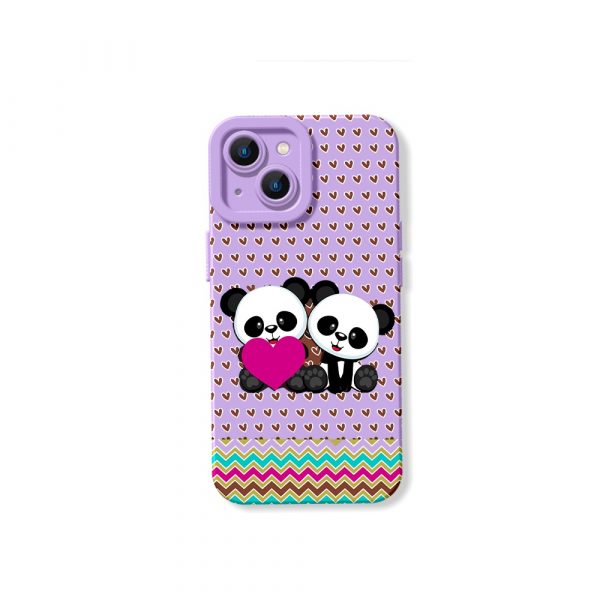 Panda Love Parade: Heart & Chevron Silicone Case for Apple iPhone Series