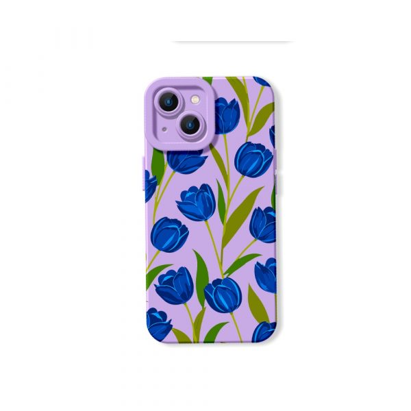 Tulip Bloom Elegance: Silicone Case for Apple iPhone Series