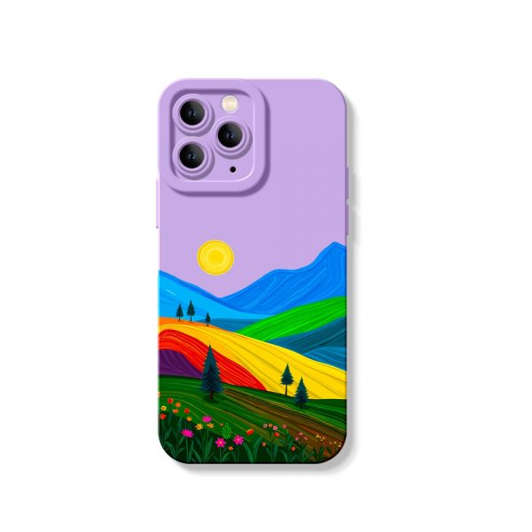Vibrant Sunset Hills Silicone Case for Apple iPhone Series