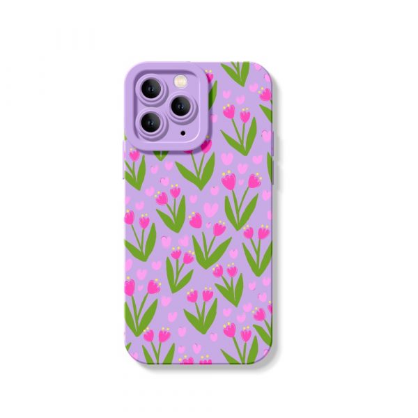 Floral Blossom Elegance: Silicone Case for Apple iPhone Series
