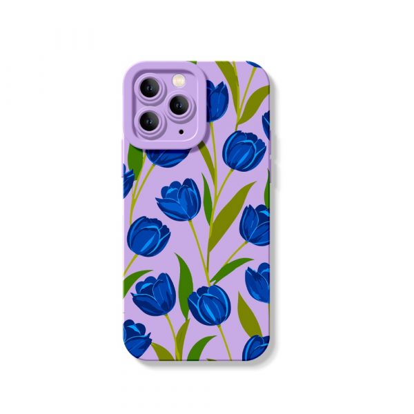 Tulip Bloom Elegance: Silicone Case for Apple iPhone Series