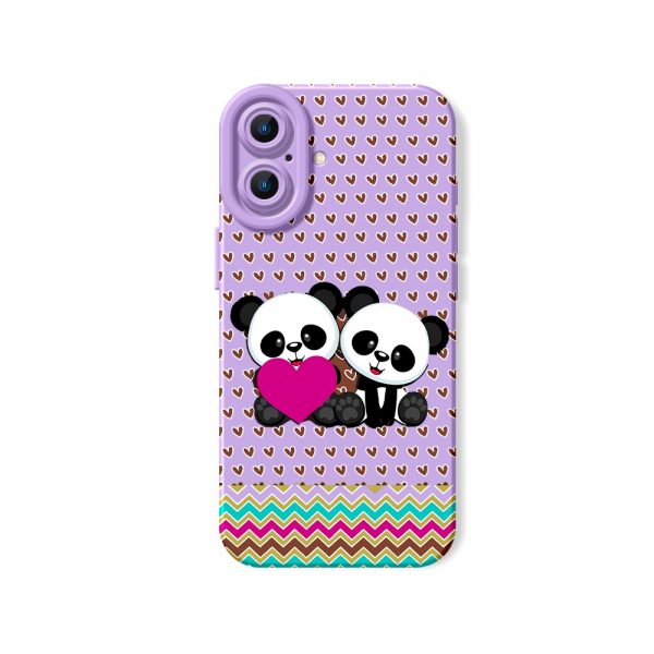 Panda Love Parade: Heart & Chevron Silicone Case for Apple iPhone Series