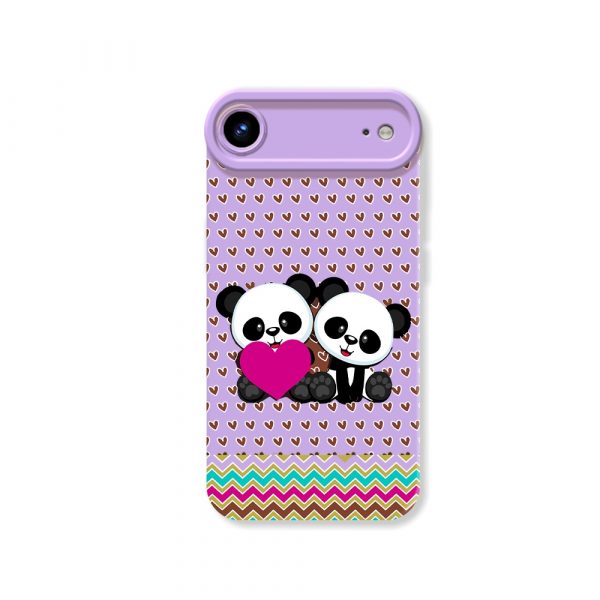 Panda Love Parade: Heart & Chevron Silicone Case for Apple iPhone Series