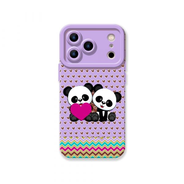 Panda Love Parade: Heart & Chevron Silicone Case for Apple iPhone Series
