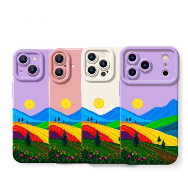 Vibrant Sunset Hills Silicone Case for Apple iPhone Series