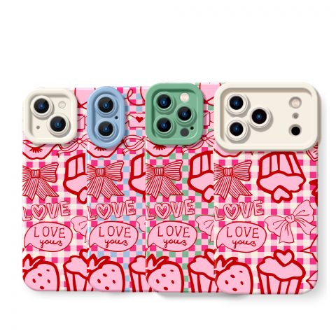 Sweetheart Gingham Love Silicone Case for Apple iPhone Series