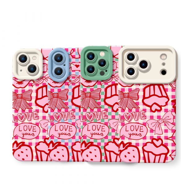Sweetheart Gingham Love Silicone Case for Apple iPhone Series