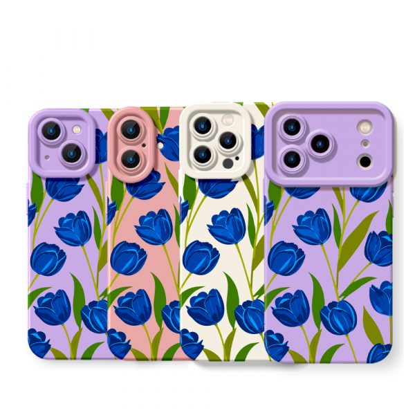 Tulip Bloom Elegance: Silicone Case for Apple iPhone Series