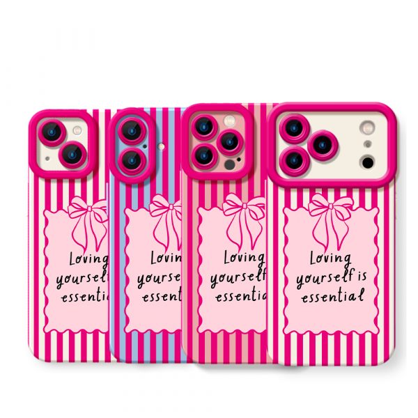 Striped Bow Bliss - Motivational Silicone Case for Apple iPhone Series