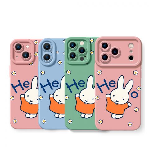 Whimsical Bunny Blossom Silicone Case for Apple iPhone Series