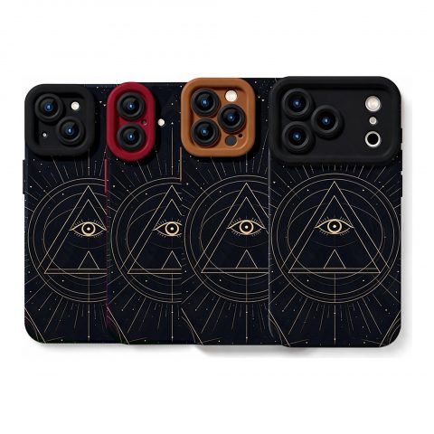 Golden Geometric Eye Design Silicone Case for Apple iPhone Series