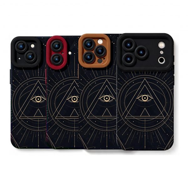 Golden Geometric Eye Design Silicone Case for Apple iPhone Series