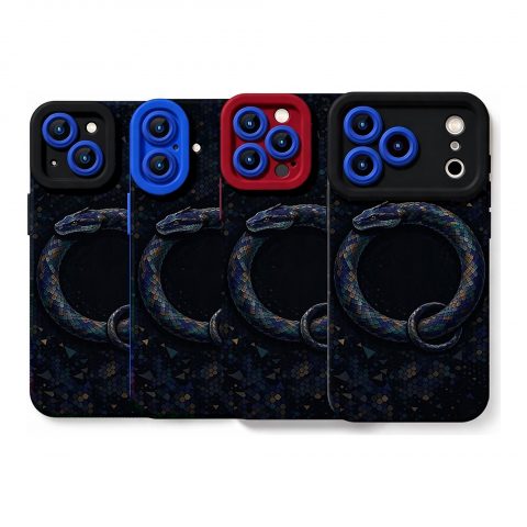 Midnight Serpent Mosaic Silicone Case for Apple iPhone Series