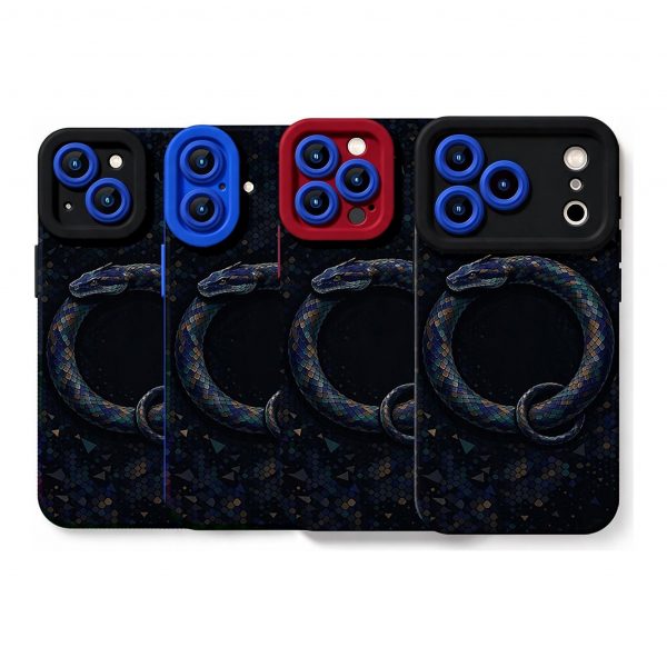 Midnight Serpent Mosaic Silicone Case for Apple iPhone Series