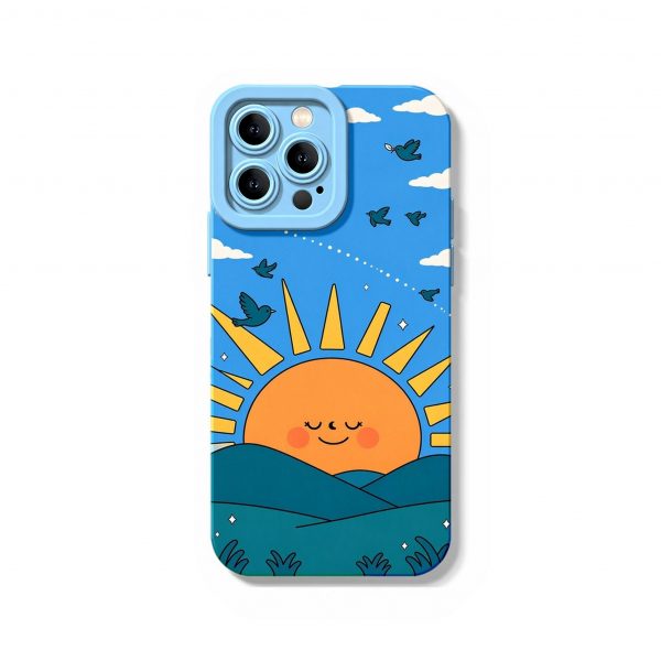 Sunny Bliss & Soaring Birds Silicone Case for Apple iPhone Series